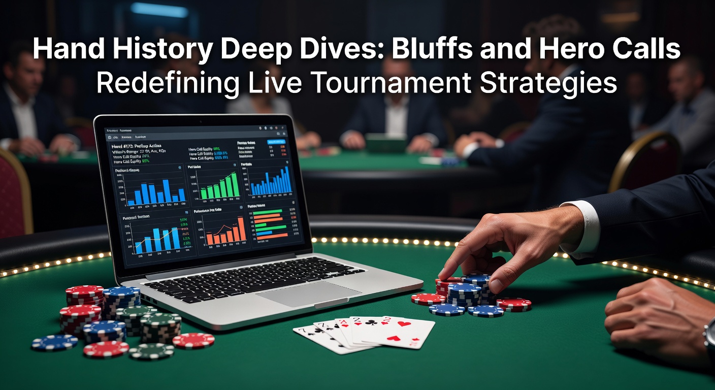 Poker-Spieler analysiert eine kritische Hand am Tisch während eines Live-Turniers, mit Chips und Karten im Fokus