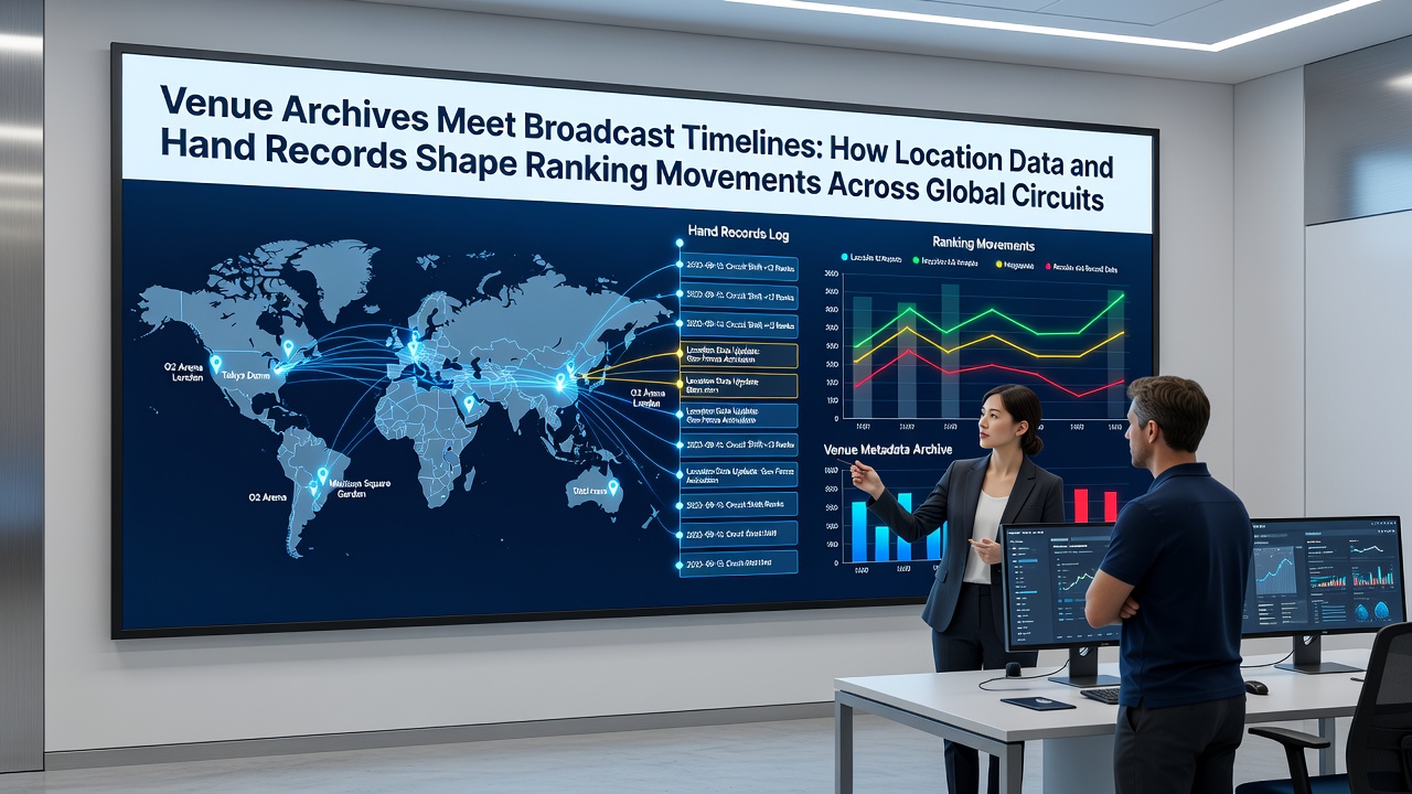 Archivierte Turnierdaten und Broadcast-Materialien aus verschiedenen Venues weltweit